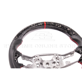 FFP 2024-Up Ford Mustang Forged CARBON FIBER Perforated Leather Red Stripe Steering Wheel - Image 9