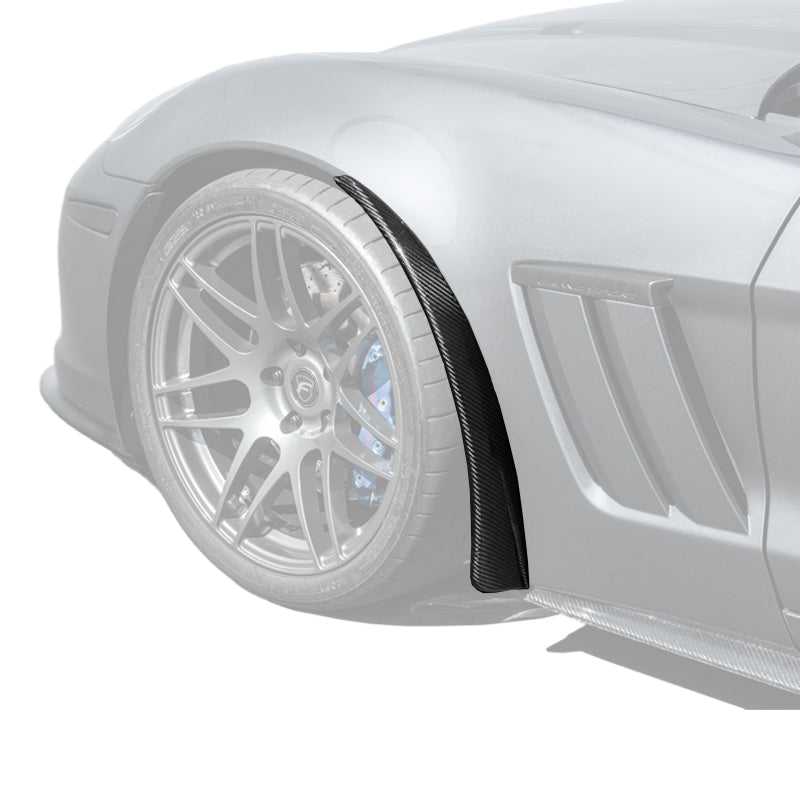 EOS 2005-13 Corvette C6 Z06 ZR1 Extended DRY CARBON FIBER Front Splash Guard Mud Flaps - Image 1