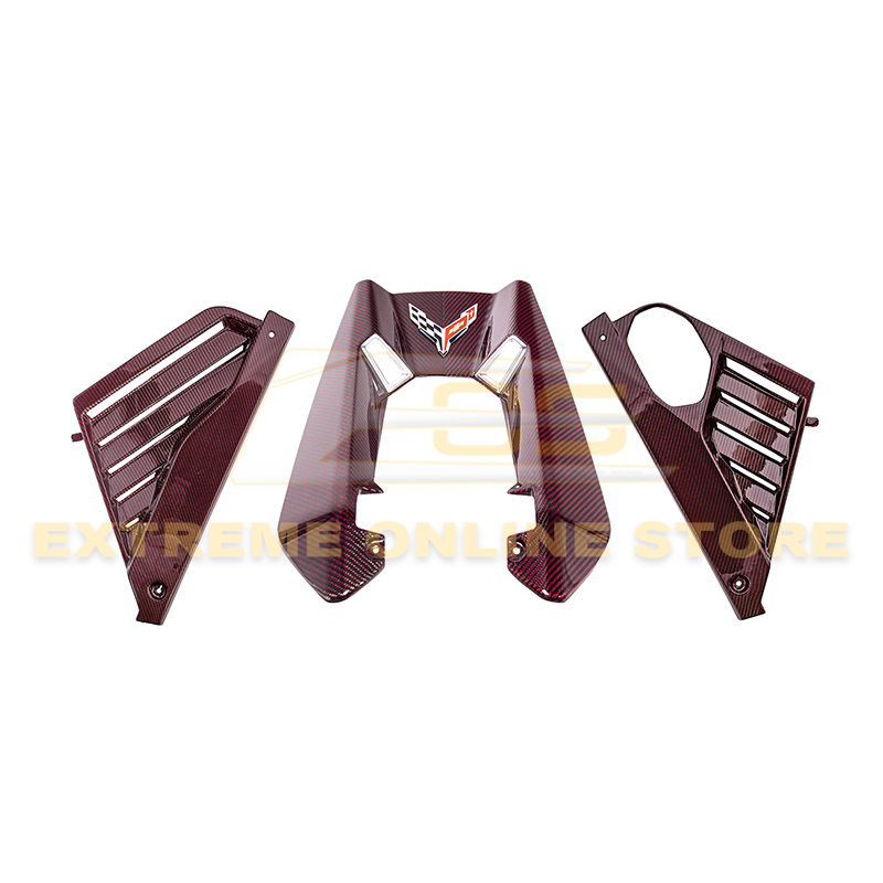 EOS Corvette C8 Z06 Coupe DRY Red Carbon Engine & Bay Panel Cover - Image 2