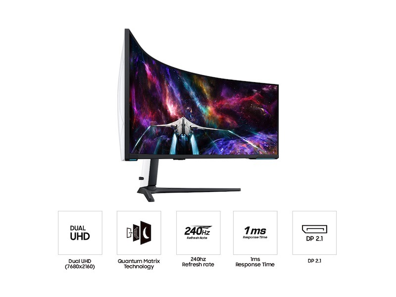 Samsung 57" Odyssey Neo G9 Dual 4K UHD Quantum Mini-LED 240Hz 1ms HDR 1000 Curved Gaming Monitor