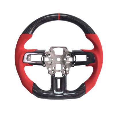 FFP 2018-2023 Ford Mustang S550 Carbon Fiber Red Suede Red Stitching Steering Wheel