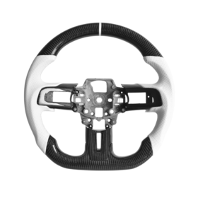FFP 2015-2023 Ford Mustang S550 Carbon Fiber White Leather White Stitching Steering Wheel - image 1