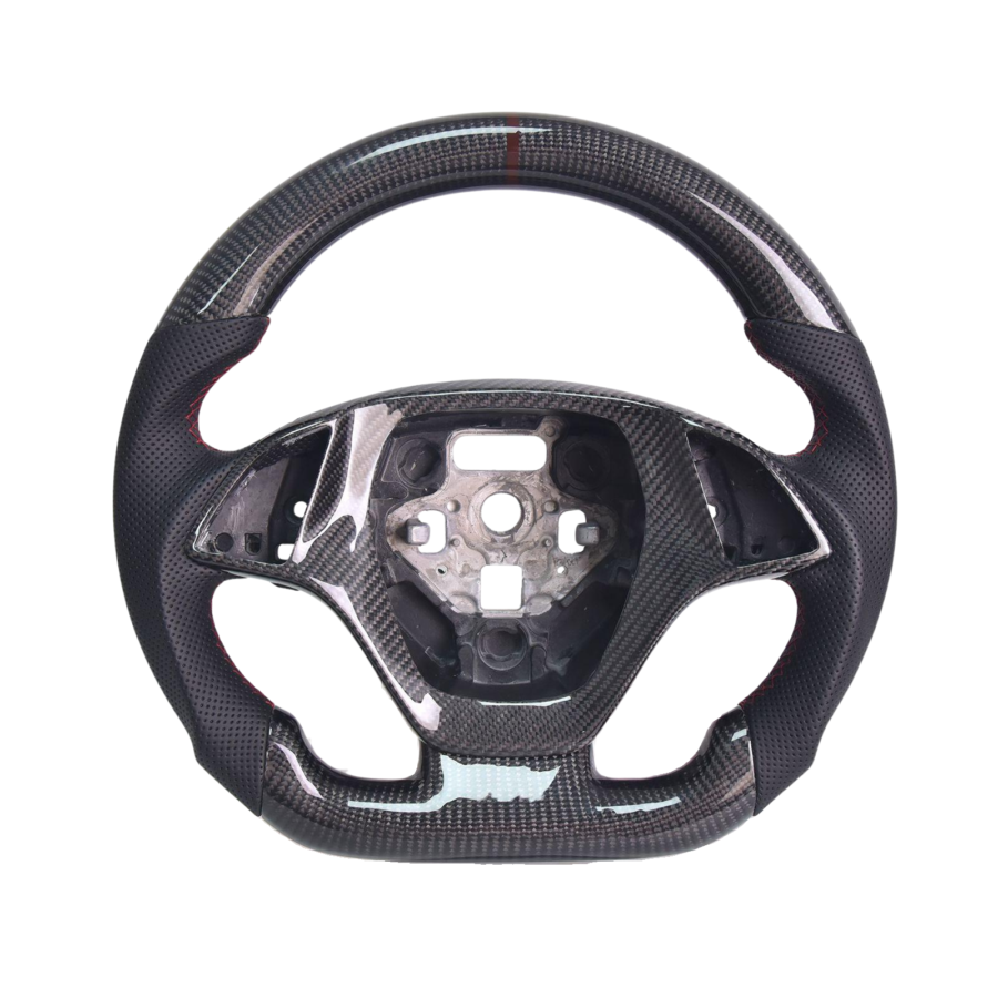 Extreme Online Store Corvette C7 Black Leather Red Stitching Brownness Centering Carbon Fiber Steering Wheel