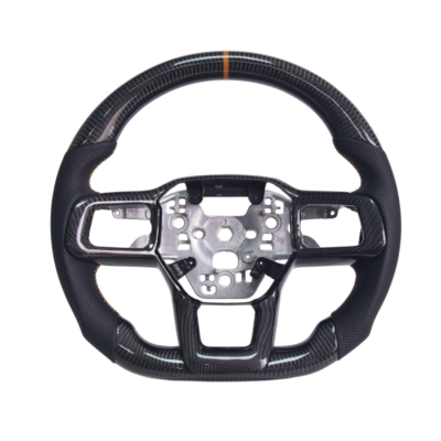 FFP 2024-Up Ford Mustang S650 Carbon Fiber Black Leather Orange Stitching Steering Wheel