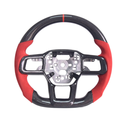 FFP 2024-Up Ford Mustang S650 Carbon Fiber Red Suede Black Stitching Steering Wheel