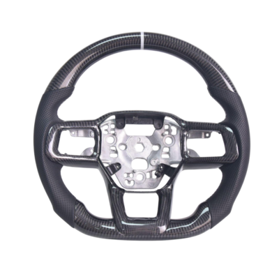 FFP 2024-Up Ford Mustang S650 Carbon Fiber Black Leather Gray Stitching Steering Wheel