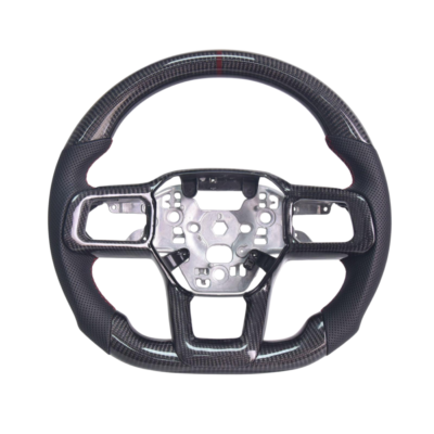 FFP 2024-Up Ford Mustang S650 Carbon Fiber Black Leather Deep Red Stitching Steering Wheel