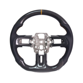 EOS 2015-23 Mustang Black Leather Brown Stitching Carbon Fiber Steering Wheel