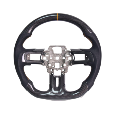 FFP 2015-2023 Ford Mustang S550 Carbon Fiber Black Leather Brown Stitching Steering Wheel