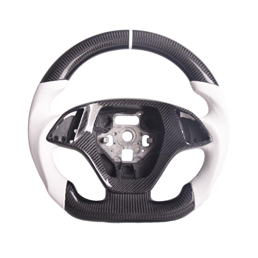 Extreme Online Store Corvette C7 White Leather White Stitching Carbon Fiber Steering Wheel