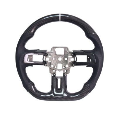 EOS 2015-23 Mustang Black Leather Gray Stitching Carbon Fiber Steering Wheel