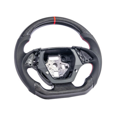 EOS 2016-2024 CAMARO CARBON FIBER Perforated Leather Red Stripe Steering Wheel