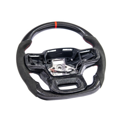 FFP 2021-Up Ford F-150 Carbon Fiber Alcantara Leather Red Stripe Steering Wheel