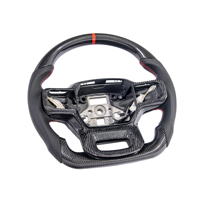 FFP F-150 CARBON FIBER Perforated Leather Red Stripe Steering Wheel