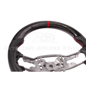 Mustang CARBON FIBER Perforated Leather Red Stripe Steering Wheel - Image 9