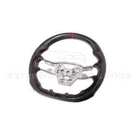 Mustang CARBON FIBER Perforated Leather Red Stripe Steering Wheel - Image 5