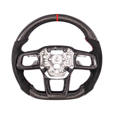 FFP 2024-Up Ford Mustang S650 Carbon Fiber Alcantara Leather Red Stripe Steering Wheel