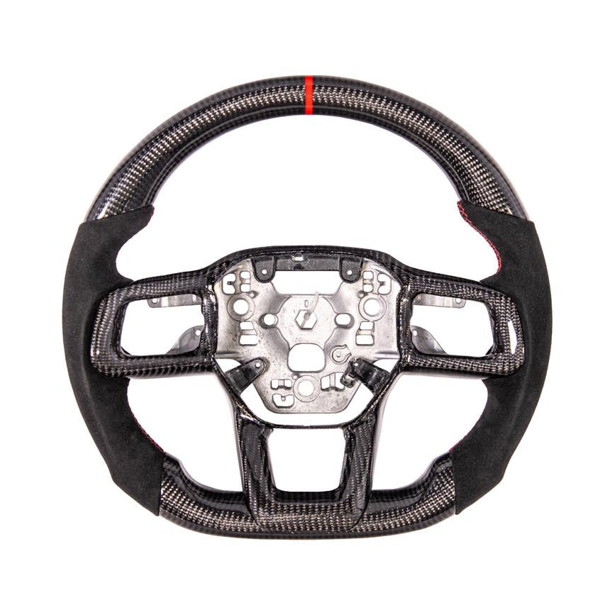 Mustang CARBON FIBER Alcantara Leather Red Stripe Steering Wheel