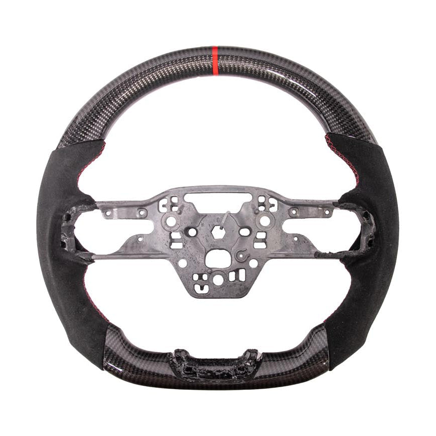 Mustang CARBON FIBER Alcantara Leather Red Stripe Steering Wheel - Image 2