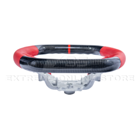 Extreme Online Store Corvette C8 CARBON FIBER Red Perforated Leather Stripe Steering Wheel - Image 6