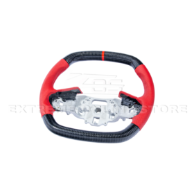 Extreme Online Store EOS Corvette C8 CARBON FIBER Red Perforated Leather Stripe Steering Wheel for C8 Corvette - Image 4