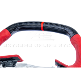 Extreme Online Store Corvette C8 CARBON FIBER Red Perforated Leather Stripe Steering Wheel - Image 8