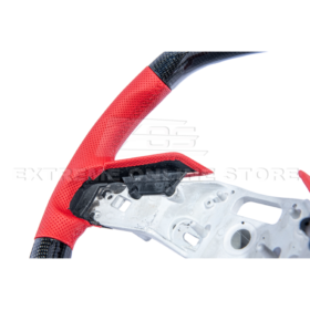 Extreme Online Store Corvette C8 CARBON FIBER Red Perforated Leather Stripe Steering Wheel - Image 9