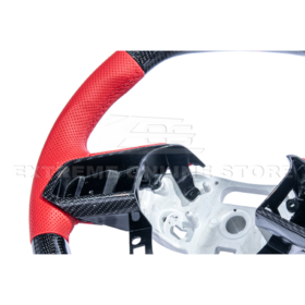 Extreme Online Store EOS Corvette C8 CARBON FIBER Red Perforated Leather Stripe Steering Wheel for C8 Corvette - Image 18