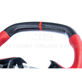 Extreme Online Store EOS Corvette C8 CARBON FIBER Red Perforated Leather Stripe Steering Wheel for C8 Corvette - Image 19