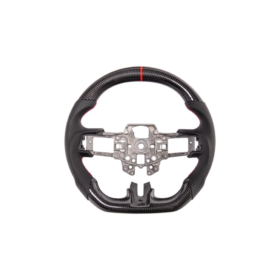 FFP 2015-2023 Ford Mustang S550 Carbon Fiber Black Leather Red Stitching Steering Wheel - image 2