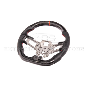 FFP 2015-2023 Ford Mustang S550 Carbon Fiber Black Leather Red Stitching Steering Wheel - image 7