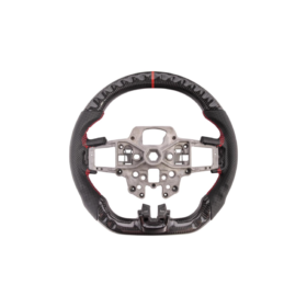 FFP 2015-2023 Ford Mustang S550 Carbon Fiber Black Leather Red Stitching Steering Wheel - image 16