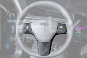 EOS 2020-23 Tesla Model 3 & 20-24Y Carbon Fiber Interior Steering Wheel Cover - image 6