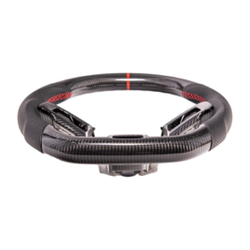 FFP 2015-2023 Ford Mustang S550 Carbon Fiber Black Leather Red Stitching Steering Wheel - image 12