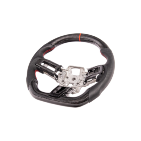 FFP 2015-2023 Ford Mustang S550 Carbon Fiber Black Leather Red Stitching Steering Wheel - image 15