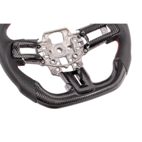 FFP 2015-2023 Ford Mustang S550 Carbon Fiber Black Leather Red Stitching Steering Wheel - image 10