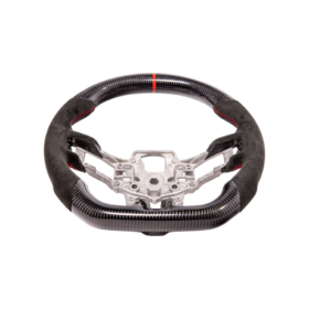 FFP 2015-2023 Ford Mustang S550 Carbon Fiber Black Leather Red Stitching Steering Wheel - image 18