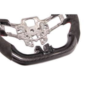 FFP 2015-2023 Ford Mustang S550 Carbon Fiber Black Leather Red Stitching Steering Wheel - image 22