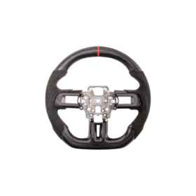 FFP 2015-2023 Ford Mustang S550 Carbon Fiber Black Leather Red Stitching Steering Wheel - image 23