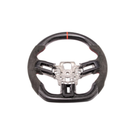 FFP 2015-2023 Ford Mustang S550 Carbon Fiber Black Leather Red Stitching Steering Wheel - image 25