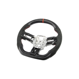 FFP 2015-2023 Ford Mustang S550 Carbon Fiber Black Leather Red Stitching Steering Wheel - image 29