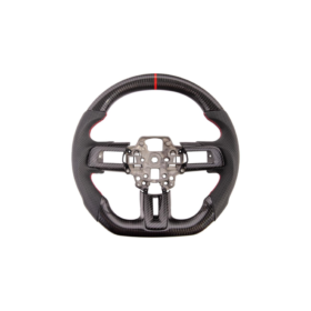 FFP 2015-2023 Ford Mustang S550 Carbon Fiber Black Leather Red Stitching Steering Wheel - image 37