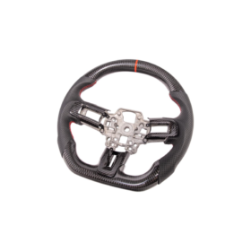 FFP 2015-2023 Ford Mustang S550 Carbon Fiber Black Leather Red Stitching Steering Wheel - image 43