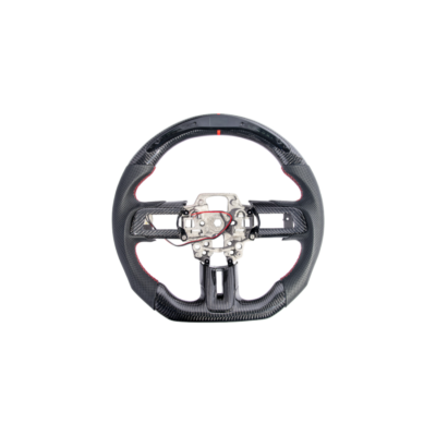 FFP 2015-2023 Ford Mustang S550 Carbon Fiber Black Leather Red Stitching Steering Wheel