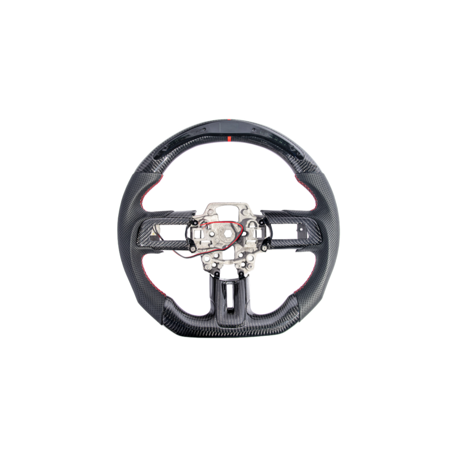 FFP 2015-2023 Ford Mustang S550 Carbon Fiber Black Leather Red Stitching Steering Wheel