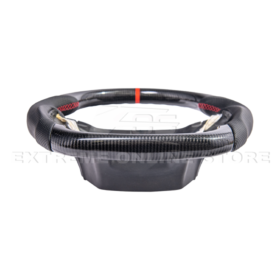 FFP F-150 CARBON FIBER Perforated Leather Red Stripe Steering Wheel - Image 7