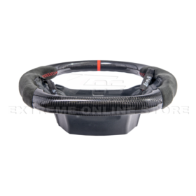 FFP F-150 CARBON FIBER Alcantara Leather Red Stripe Steering Wheel - Image 7