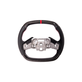 Extreme Online Store Corvette C8 CARBON FIBER Perforated Leather Red Stripe Steering Wheel
