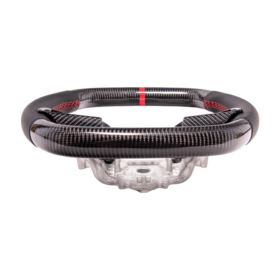 Extreme Online Store EOS Corvette C8 CARBON FIBER Perforated Leather Red Stripe Steering Wheel for C8 Corvette - Image 11