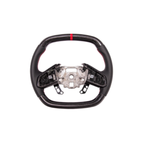 Extreme Online Store Corvette C8 CARBON FIBER Perforated Leather Red Stripe Steering Wheel - Image 2
